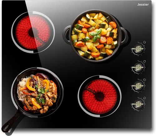 Miniatura 14 de Placa de Cocina Eléctrica de 24 Pulgadas - Placa de Cocina Eléctrica de Cerámica Empotrada de 3 Quemadores, Estufa de Cerámica Radiante con 9