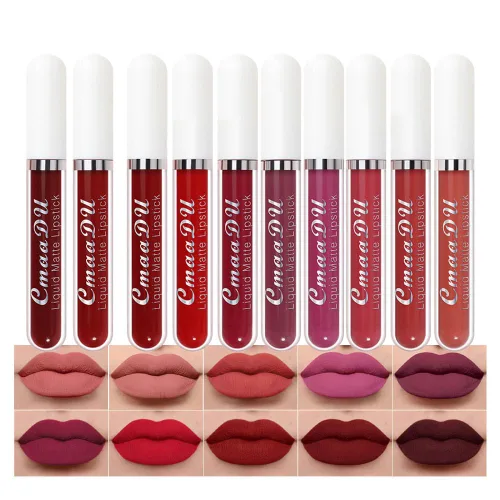 Miniatura 13 de evpct 1 Pieza Lápiz Labial Líquido Mate Malva Brillo Labial Conjunto Brillante para Mujeres Negras 24 Horas Rosa Lápiz Labial Sedoso Terciopelo