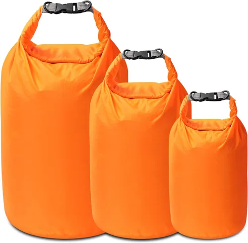 Miniatura 12 de Juego de bolsas secas, impermeables, pequeñas y ligeras, bolsas secas para tabla de remo, kayak, pesca, campamento (morado, 40L, 2 unidades)