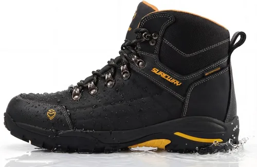 Miniatura 4 de SUREWAY Botas de trabajo para hombre de 6 pulgadas, suaves, impermeables, ligeras, impermeables, de cuero, con cordones, resistentes al