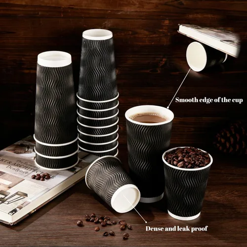 Miniatura 4 de Lamosi Vasos de café de 10 onzas – Paquete de 120, Vasos de Papel Corrugado Aislante Desechables de 10oz, Vasos de Pared Ondulada Kraft para Bebidas