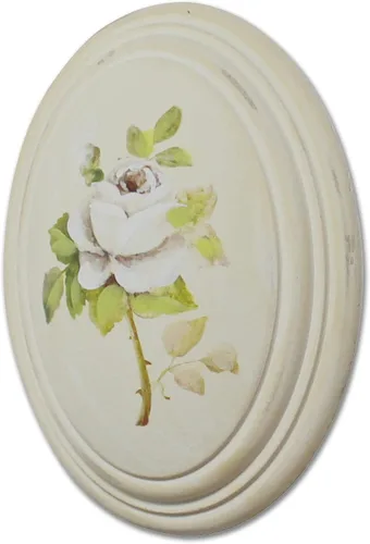 Miniatura 7 de CVHOMEDECO. Marco de madera ovalado pintado a mano retro primitivo para colgar en la pared, pintura 3D, diseño de flores de rosa, 6-3/4 x 8-3/4