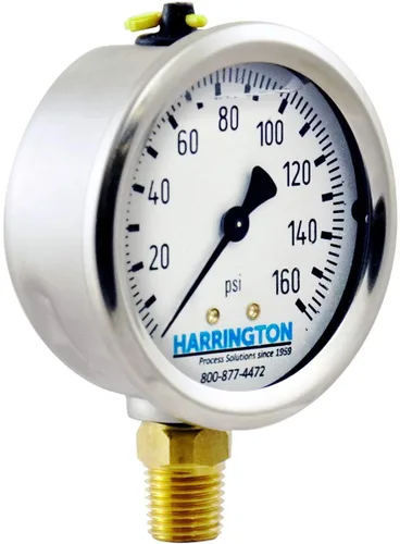 Miniatura 2 de Harrington 52894976 Medidor de presión relleno de líquido de 2-1/2 pulgadas, 0/160 psi, acero inoxidable 304 con tapón de llenado ventilado, montaje