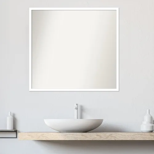 Miniatura 650 de Amanti Art Espejo de baño blanco para sobre el fregadero, 32 x 45 pulgadas, espejo de tocador rectangular blanco esbelto, marco de madera moderno