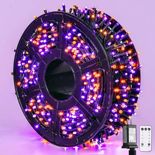 Miniatura 19 de JMEXSUSS 500 luces LED azules de Navidad al aire libre, 173 pies, 8 modos, tira de luces de Navidad, impermeable, luz LED azul para árbol enchufable