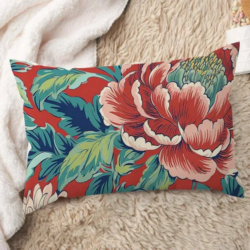 Miniatura 20 de ArogGeld Fundas de cojín de estilo chinoiserie, diseño de flores y pájaros, color rosa rubor, diseño de animales de pavo real, jardín asiático