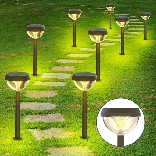 Miniatura 11 de Linkind Paquete de 8 luces solares para camino, luces solares que cambian de color al aire libre, impermeables, multicolor/blanco cálido/blanco