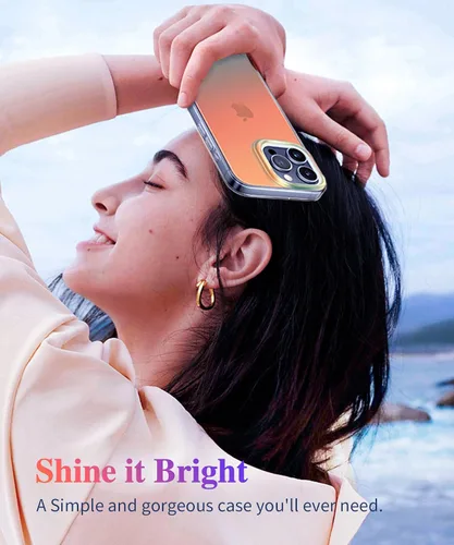 Miniatura 6 de CAPRARO Funda compatible con el teléfono 15 Pro, funda mate translúcida iridiscente fluorescente, 2 protectores de pantalla + 2 protectores