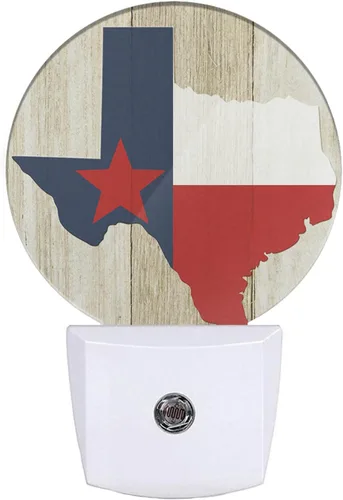 EKOBLA Luces nocturnas de bandera de Texas, enchufables a la pared, luz nocturna rústica del estado de Texas con sensor de atardecer a amanecer,
