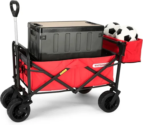 Miniatura 8 de WHITSUNDAY - Carro plegable para jardín al aire libre, parque utilitario, para picnic, con rodamiento y freno, ruedas todo terreno de 8 pulgadas