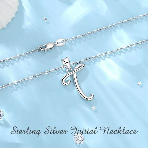 Miniatura 101 de EUDORA Collares de plata esterlina con inicial para mujer, regalos clásicos de 26 letras sin cuello para niñas, hermana, madre hija, cadena de 18