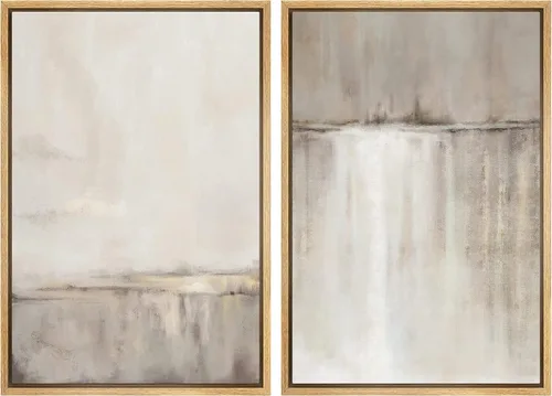 Miniatura 118 de SIGNWIN Lienzo enmarcado para pared, ilustraciones abstractas texturizadas en tonos beige terrosos, arte moderno, decorativo, contemporáneo
