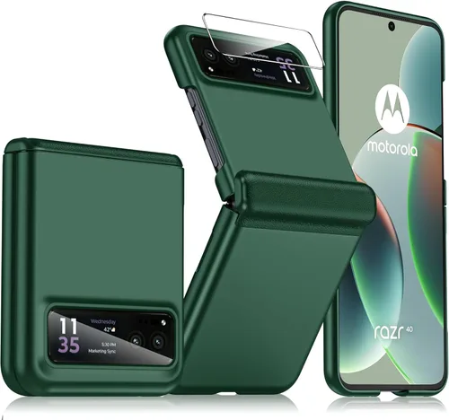 Miniatura 45 de para Samsung Galaxy Z Flip 7 Funda con protección de bisagras y protector de pantalla incorporado, funda de cuero mate de policarbonato ultradelgada