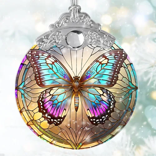 Miniatura 2 de Jocidea Adorno de mariposa atrapasoles de vidrieras para Navidad, vacaciones, decoración de árbol, decoración del hogar y regalos