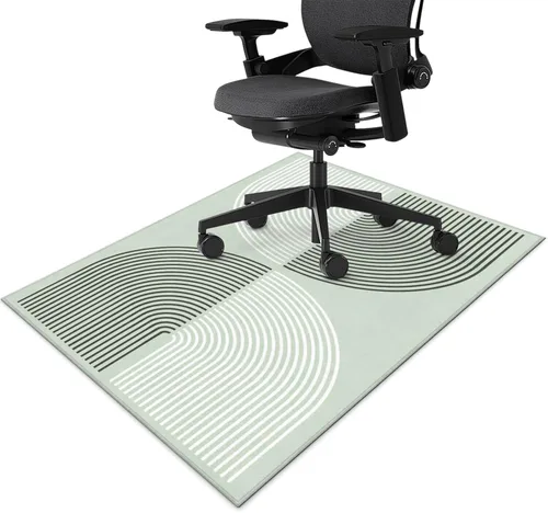 Miniatura 8 de Tapete para silla de oficina para suelo de madera dura, a cuadros negros y blancos, 36 x 48 pulgadas, tapete antideslizante para silla