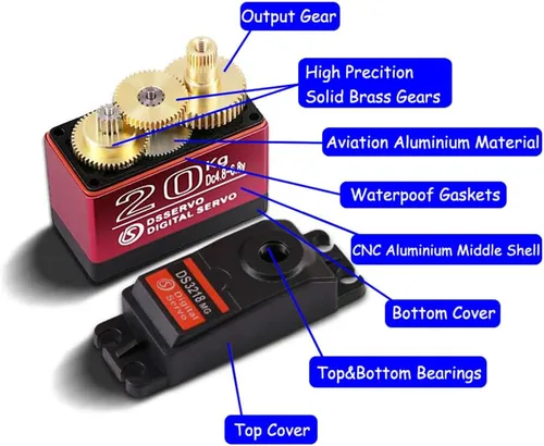 Miniatura 5 de DS3218 - Servo digital de engranaje de metal de alto par resistente al agua servo RC de 44.1 lbs rotación de 270 grados para autos Baja RC