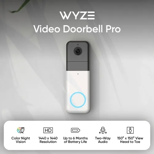 Miniatura 2 de Wyze Timbre de Video Inalámbrico Pro (Timbre Incluido) con Diseño Fácil de Usar, Video HD 1440, Vista 1:1 de Cabeza a Pies