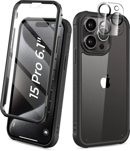 Miniatura 8 de Funda para iPhone 15 de cuerpo completo, protector de pantalla integrado, con protector de lente de cámara, [antiamarilleamiento], funda protectora