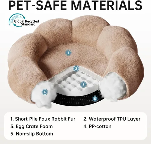 Miniatura 8 de OhGeni Cama calmante para perros y gatos de 20 pulgadas en forma de dona para mascotas pequeñas, cálida y cómoda, esponjosa, duradera, lavable a