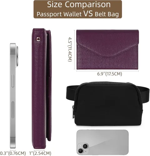 Miniatura 47 de Zoppen - Billetera de viaje con bloqueo RFID multiusos (Ver.4) Portatarjetas de pasaporte y vacunas, organizador de documentos de tres pliegues