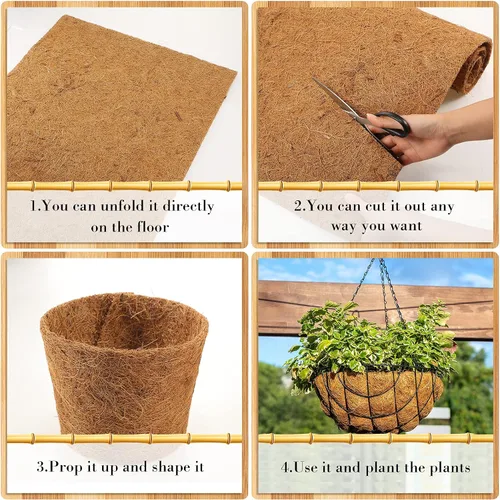 Miniatura 4 de Jetec Revestimientos de coco para macetas, 12 x 120 pulgadas, cesta de flores de coco natural, alfombra de reptiles, tapete de fibra, decoración