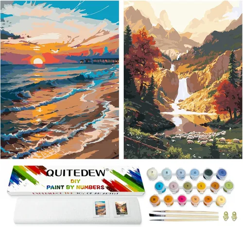 Miniatura 15 de QUITEDEW Pintura por números para adultos, pintura de cascada de montaña por números, kits de pintura de paisaje natural por números, adecuado