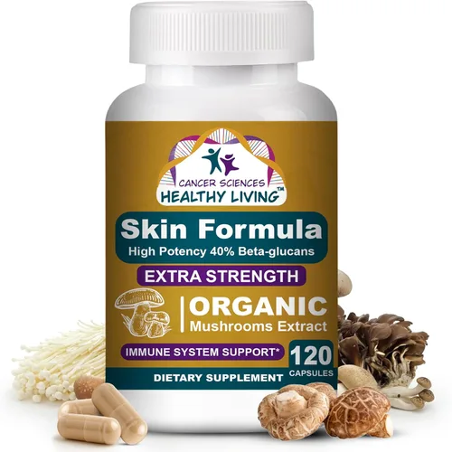 Cancer Sciences Suplemento de bienestar de la piel, suplemento de hongos con extracto orgánico certificado por USDA, extra fuerte 1,500 mg,