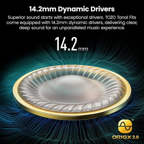 Miniatura 3 de TOZO Auriculares inalámbricos T21 Bluetooth de 5.3 pulgadas, micrófono dual, cancelación de ruido, IPX8, reproducción de 44 horas, sonido estéreo