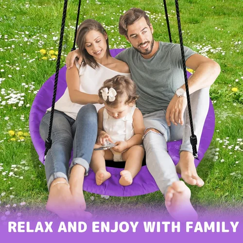 Miniatura 5 de AB - Columpio de platillo para niños, columpio de árbol al aire libre de 40 pulgadas con capacidad de peso de 660 libras, tela Oxford impermeable