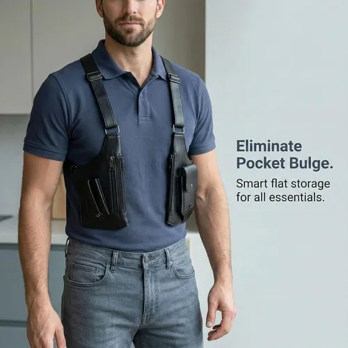 Miniatura 5 de Bolso clásico de hombro, bolsa cruzada oculta a prueba de carteristas, bolsa de axila delgada y cubierta para el pecho para llevar