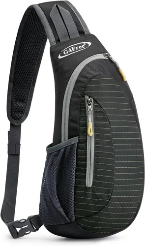 G4Free - Bolso bandolera para hombres y mujeres, mochila pequeña para el pecho y el hombro, ligera, para viajes, actividades al aire libre y Negro