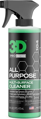 3D Limpiador multiusos – Limpiador interior y exterior de alto rendimiento para vinilo, cuero, plástico, tela, alfombra y más, 16 onzas