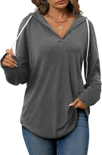 Miniatura 2 de Bofell Sudaderas con capucha de moda para mujer, sudaderas largas con cuello en V, sudaderas de Halloween a la moda ahora 2023