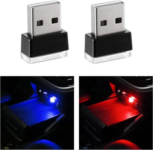Miniatura 12 de 4 PCS Lámpara de Atmósfera Interior de Coche LED USB, Mini Luz Nocturna LED Portátil, Kit de Iluminación Ambiental de Maletero con Interfaz USB