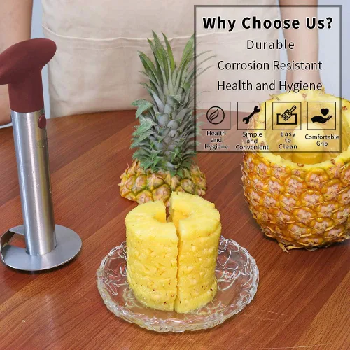 Miniatura 9 de Descorazonador de piña, [actualizado, reforzado, hoja más gruesa] Newness - removedor prémuim de núcleos de piña de acero inoxidable, herramienta