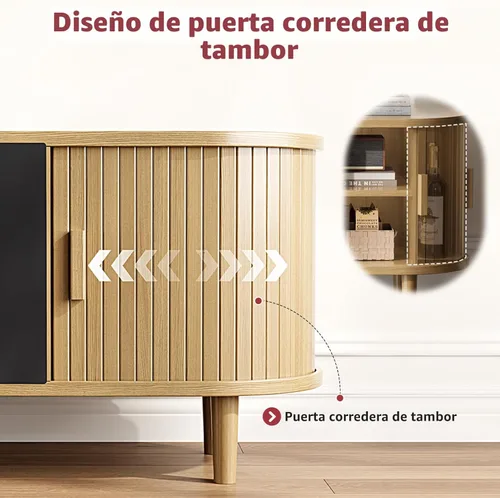 Miniatura 6 de MXV Soporte de TV con chimenea estriada de 70 ″, soporte de TV moderno de mediados de siglo con chimenea de 36 pulgadas para televisores de hasta 80
