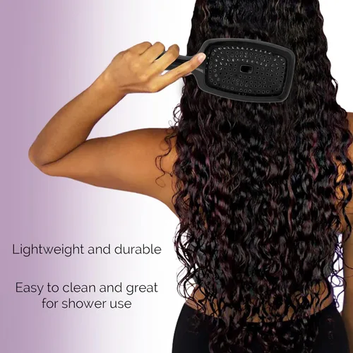 Miniatura 5 de Curl Keeper Flexy - Cepillo de pelo morado para desenredar con cerdas flexibles para uso en la ducha, peinar rizos y eliminar nudos, accesorios