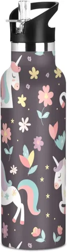 Miniatura 16 de Insulated Water Bottle with Straw Colorful Flowers Double Wall Vacuum Insulated Lightweight for Sport Gym Outdoor Travel School