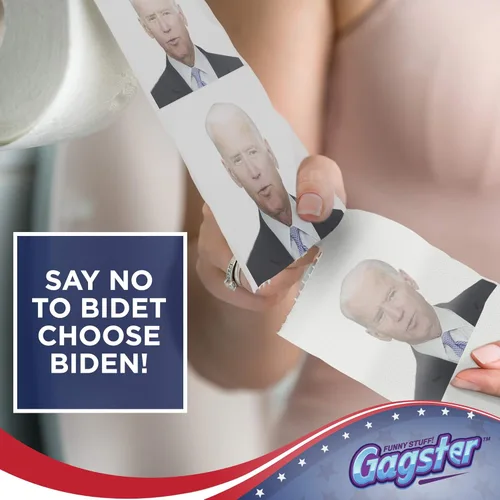 Miniatura 2 de Rollo de papel higiénico divertido de Joe Biden de Gagster - Broma política para bromas de elección de demócratas y republicanos, intercambio