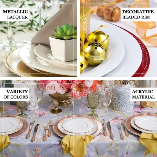 Miniatura 6 de Efavormart - 6 platos de carga redondos con cuentas negras de 13 pulgadas para decoración de mesa, vacaciones, boda, catering, decoración de eventos