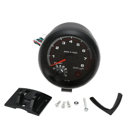 Miniatura 9 de Calibre tacómetro, Geevorks - Tacómetros de repuesto automotriz de 3.75 pulgadas, 12 V, 0-8000 RPM, tacómetro RPM para motores de cilindros de 4/6/8