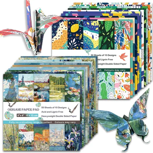 Miniatura 19 de Kit de papel de origami, 100 hojas de 2.47 oz/m², 6 pulgadas, cuadrados, de doble cara, 100 colores sólidos vívidos para manualidades a mano, papel