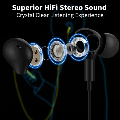 Miniatura 2 de Auriculares USB con micrófono para laptop, auriculares magnéticos con cable de 7.5 pies con aislamiento de ruido, auriculares intrauditivos con Negro