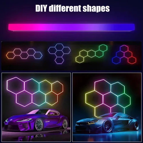 Miniatura 5 de 25Pack RGB Hexagon Lights,Music Sync 5Hex LED Hexagon Lights,RGB 358 Kinds of Changes Dimmable Speed-Adjustable DIY Color-Changing Lights Smart App