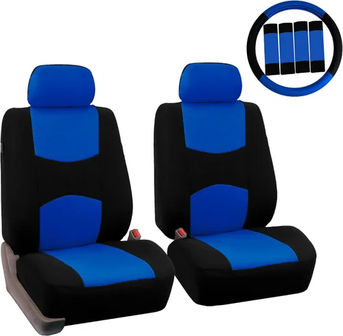 Miniatura 14 de Fundas de asientos para auto de tela lisa y almohadillas para cinturón y volante, diseño universal FH-FB050102 y FH2033, Beige1