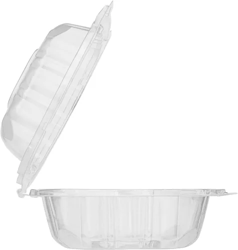 Miniatura 6 de Contenedores de Comida para Llevar Karat Clamshell [6"x6" - 300 unidades] Duraderos, Aptos para Microondas, Apilables, Resistentes a Roturas, Cajas