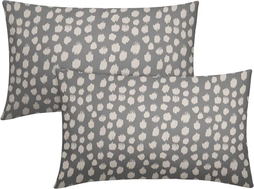 Miniatura 47 de Fundas de almohada marrón y blancas de 18 x 18 pulgadas, juego de 2 almohadas boho grises con lunares, fundas de almohada modernas estampadas