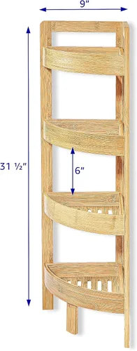 Miniatura 3 de Estante de almacenamiento esquinero de bambú de 31.5 pulgadas de 4 niveles Trademark Innovations