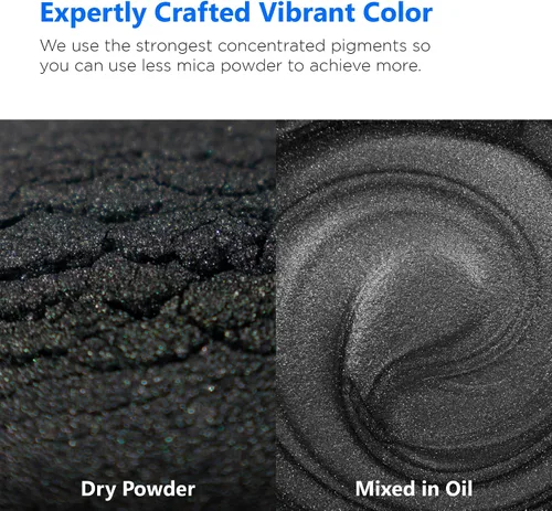 Miniatura 2 de Rolio Polvo de Mica Negro Premium - Negro Grafito (100G / 3.5 oz) - 1 Frasco de Polvo de Mica Negro para Resina Epoxi, Tinte, Fabricación de Jabón