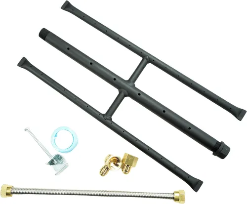 Quemador H rectangular para chimenea de gas y hoguera con quemador de gas con 3 tubos (38 cm) Patente solicitada